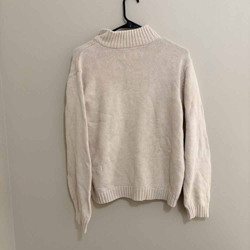 Y2K Vintage Chaps Ralph Lauren Men's Zip Up Sweater in Cream - Picture 7 of 7